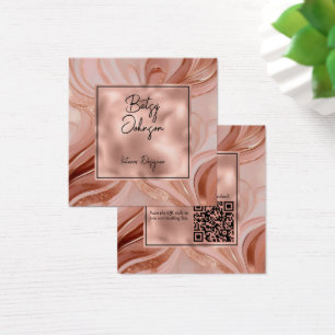Luxury Rose Gold Marble and Glitter Business Card