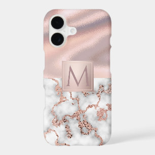 Luxury Rose Gold Marble Shimmer Foil Monogram