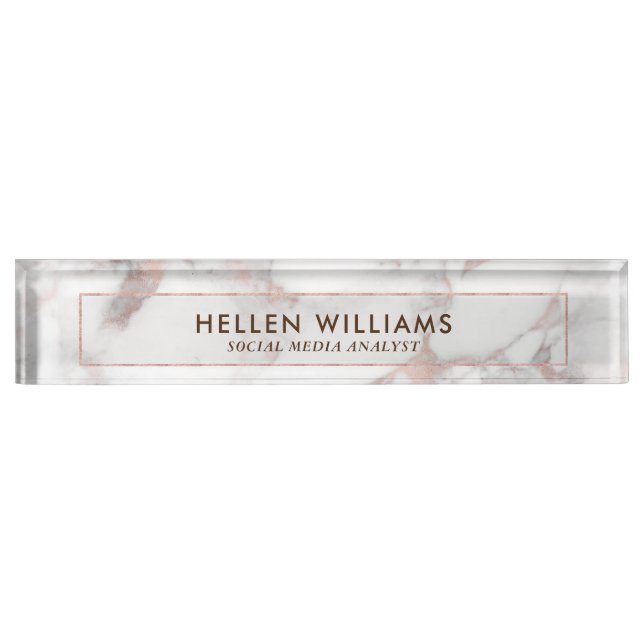 Luxury Rose-gold Marble Stone Nameplate (Front)