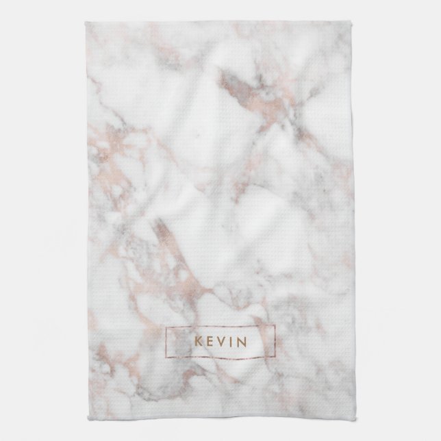 Luxury rose-gold marble stone tea towel (Vertical)