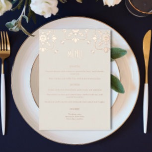 Luxury Rose Gold Mediterranean Tile Wedding Menu