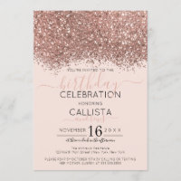 Luxury Rose Gold Pink Glitter Confetti Birthday