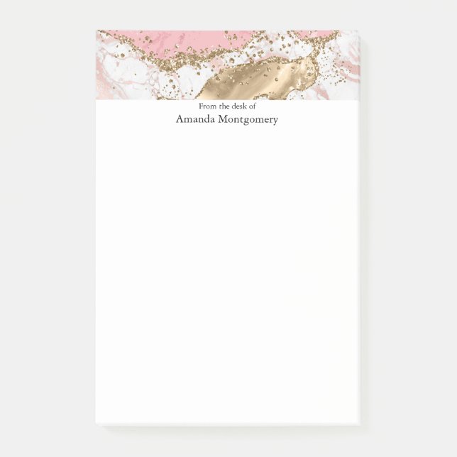 Luxury Rose Gold Pink Marble Design Post-it Notes (Front)