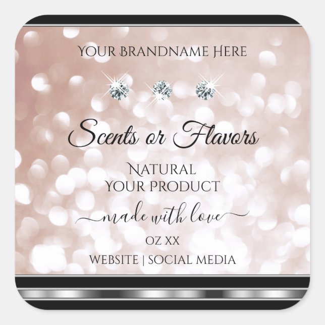 Luxury Rose Gold Product Labels Dazzling Jewels (Front)