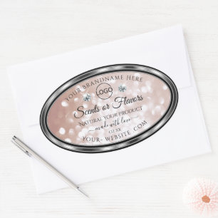 Luxury Rose Gold Shimmer Product Label Jewels Logo