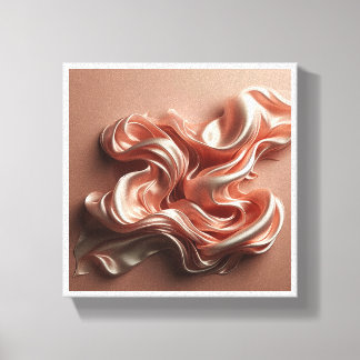 Luxury Rose Gold Silk Flow - Elegant Liquid Satin Canvas Print