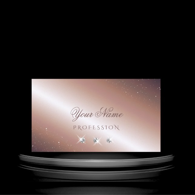 Luxury Rose Gold Silver Sparkle Diamonds Glamourou Business Card (Creator Uploaded)