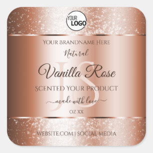 Luxury Rose Gold Soft Glitter Product Labels Logo