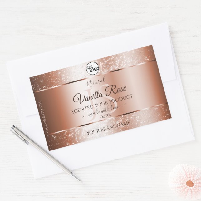 Luxury Rose Gold Soft Glitter Product Labels Logo (Envelope)
