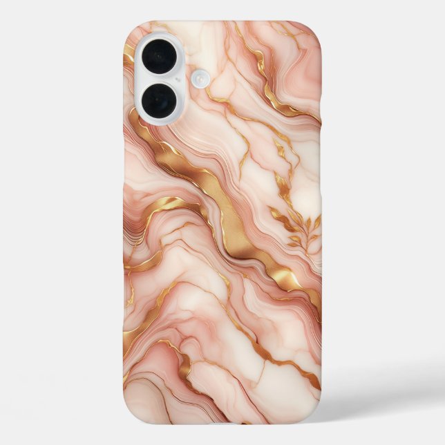 Luxury Rose Gold & Soft Pink Marble Case - Elegant (Back)