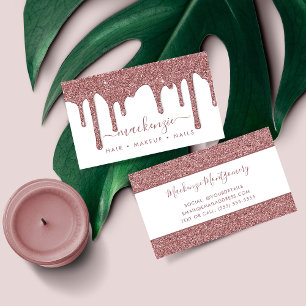 Luxury Rose Gold Sparkle Glitter Drips Business Card