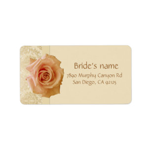 Luxury Rose Gold Victorian Damask Address label