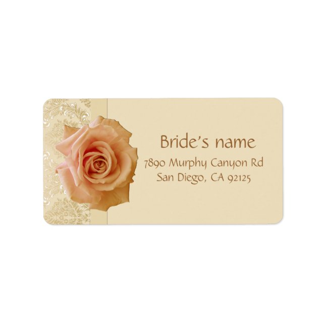Luxury Rose Gold Victorian Damask Address label (Front)