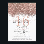Luxury Rose Gold White Glitter Confetti Sweet 16 Invitation<br><div class="desc">The elegant, glamourous, and modern sweet sixteen birthday party invitation is perfect for the contemporary and stylish young teenage girl. It features a faux printed rose gold sparkly glitter confetti speckled colour block on top of a simple white background with a large number "16" in a matching pink gold-tone. The...</div>