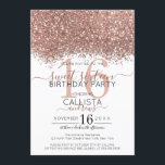 Luxury Rose Gold White Glitter Confetti Sweet 16 Invitation<br><div class="desc">The elegant, glamourous, and modern sweet sixteen birthday party invitation is perfect for the contemporary and stylish young teenage girl. It features a faux printed rose gold sparkly glitter confetti speckled colour block on top of a simple white background with a large number "16" in a matching pink gold-tone. The...</div>