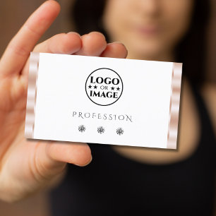 Luxury Rose Gold White Sparkling Jewels with Logo Business Card