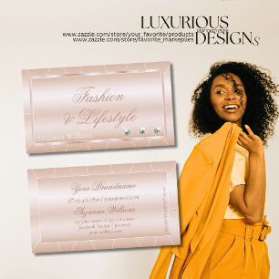 Luxury Rose Gold with Frame and Diamonds Exquisite Business Card