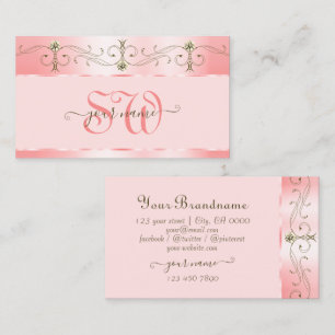 Luxury Rose Pink Ornate Sparkling Jewels Initials Business Card
