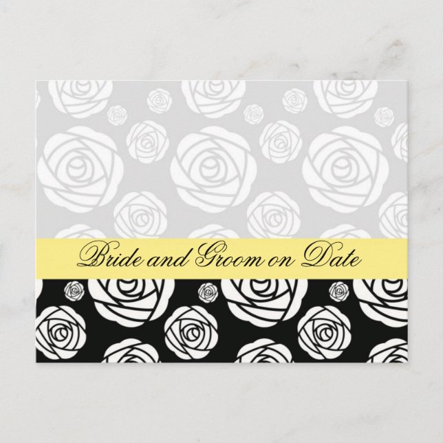 Luxury Rose Yellow Damask Save date card (Front)