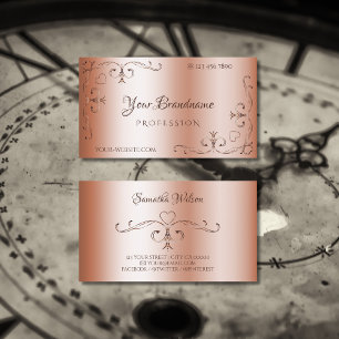 Luxury Rosegold Ornate Corner Borders Ornamental Business Card