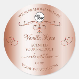 Luxury Rosegold Ornate Product Labels Hearts Logo