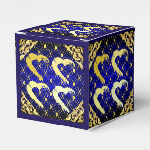 Luxury Royal Blue and Gold Hearts Favour Box 