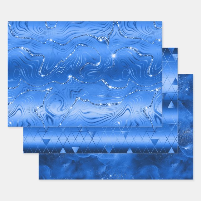 Luxury Royal Blue Background   Wrapping Paper Sheet (Set)