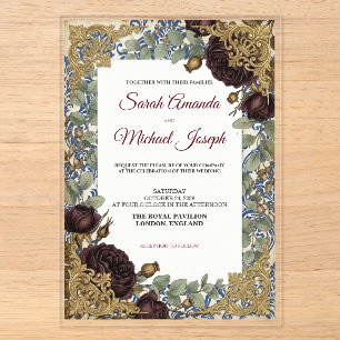 Luxury Royal Blue & Gold Wedding Invitation