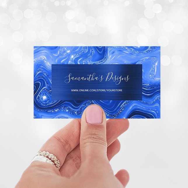 Luxury Royal Blue Marble Agate Glam Navy Foil Business Card (Luxury Royal Blue Marble Agate Glam Navy Foil Business Card)