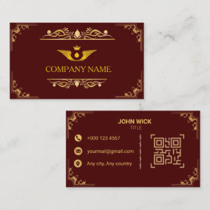 Luxury Royal Maroon and Gold Ornamental Business Card