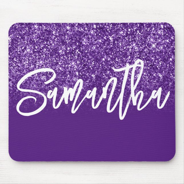 Luxury Royal Purple Glitter Ombre Personalised Mouse Pad (Front)