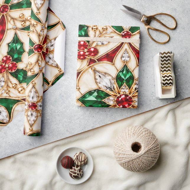 Luxury Ruby Emerald Holiday Wrapping Paper (Crafts)