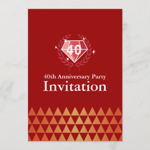 Luxury Ruby Gems 40th Anniversary Party Invites