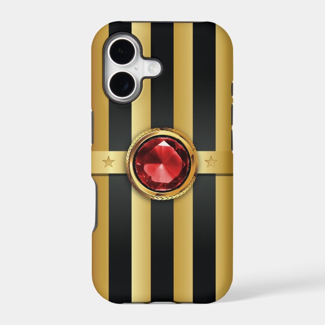 Luxury Ruby Gemstone Gold Stripes iPhone 5 Case (Back)