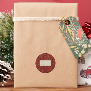 Luxury Ruby & Gold Poinsettia Christmas Classic Round Sticker