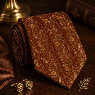 Luxury Rust Botanical Wedding Tie