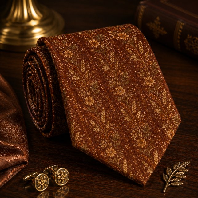 Luxury Rust Botanical Wedding Tie (Creator Uploaded)