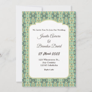Luxury Sage Green Geometric Tribal Seamless Invitation