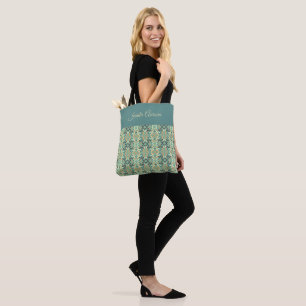 Luxury Sage Green Geometric Tribal Seamless Tote Bag