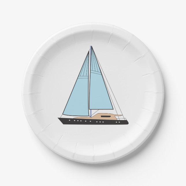 Luxury Sailing Yacht Boat Paper Plate (Front)