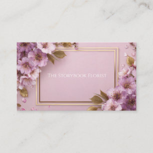 Luxury Sakura & Gold Leaf Pink Purple Business Card