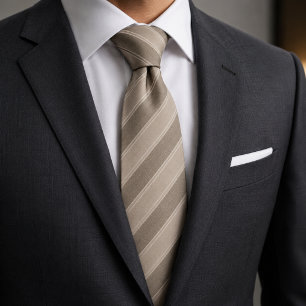 Luxury Sandstone and Taupe Ribbed Jacquard Stripes Tie