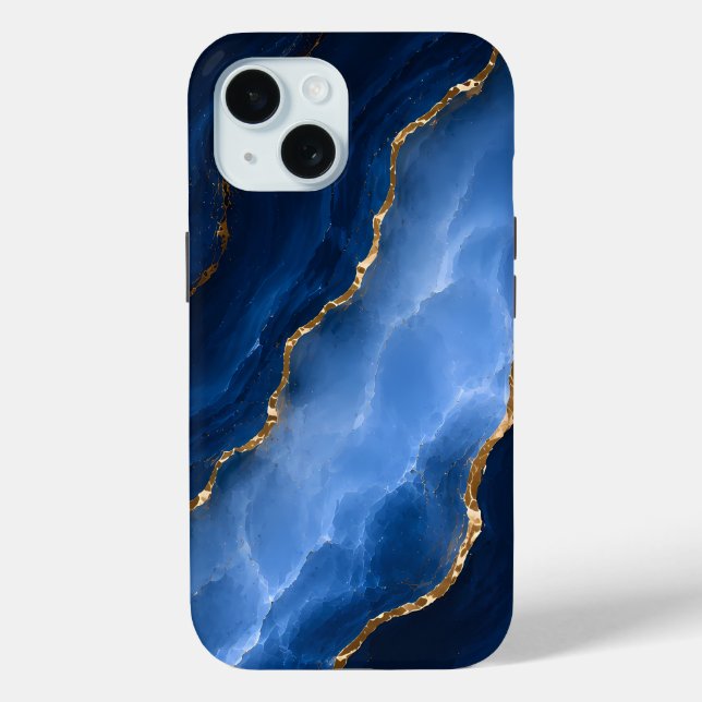 Luxury Sapphire Blue Marble Case-Mate iPhone Case (Back)