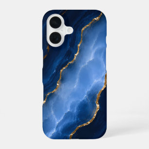 Luxury Sapphire Blue Marble iPhone 16 Case