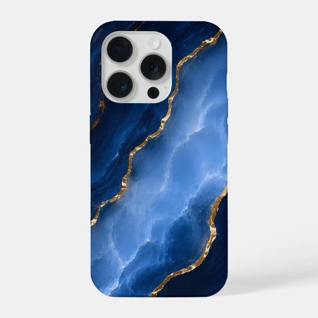 Luxury Sapphire Blue Marble iPhone Case (Back)