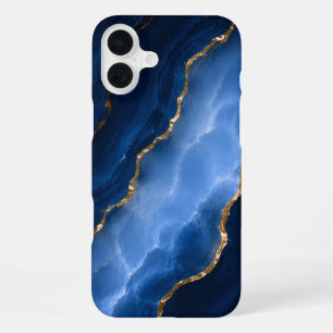 Luxury Sapphire Blue Marble iPhone 16 Plus Case