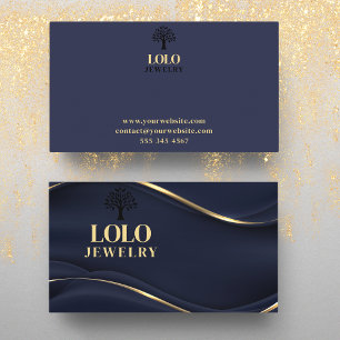 Luxury Sapphire Blue with Gold Jewellery  Business Card