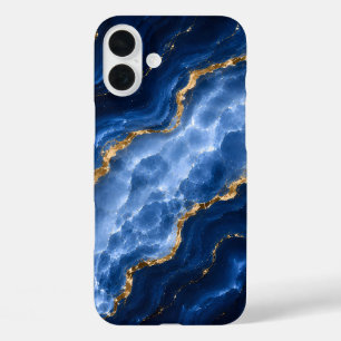 Luxury Sapphire Marble Agate iPhone 16 Plus Case