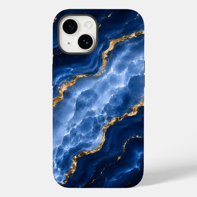 Luxury Sapphire Marble Agate Case-Mate iPhone Case (Back)