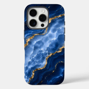 Luxury Sapphire Marble Agate iPhone 16 Pro Case